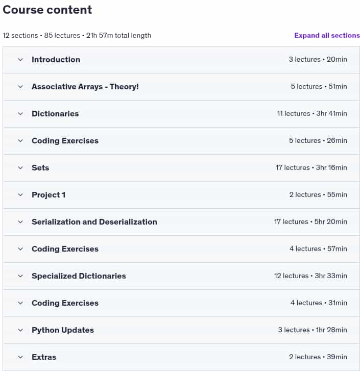 Course topics · Python 3: Deep Dive (Part 3 – Dictionaries, Sets, JSON) 2023-12