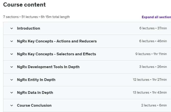 Course topics · Udemy — NgRx (with NgRx Data) – The Complete Guide (Angular 17) 2023-11