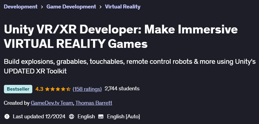 Pictures · Unity VR/XR Developer: Make Immersive VIRTUAL REALITY Games 2024-12