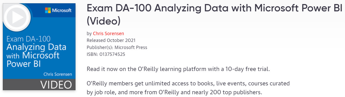 Pictures · Oreilly — Exam DA-100 Analyzing Data with Microsoft Power BI (Video) 2021-8
