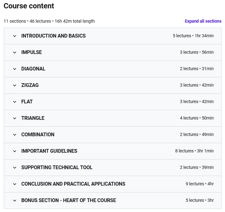 Course topics · Udemy — Elliott Wave Principle – Trade and Invest with Confidence! 2021-5