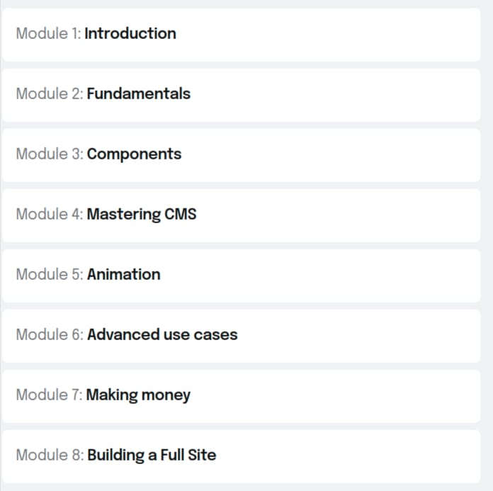 Course topics · Ryan Hayward – Ultimate Framer Masterclass 2.0 2025-2
