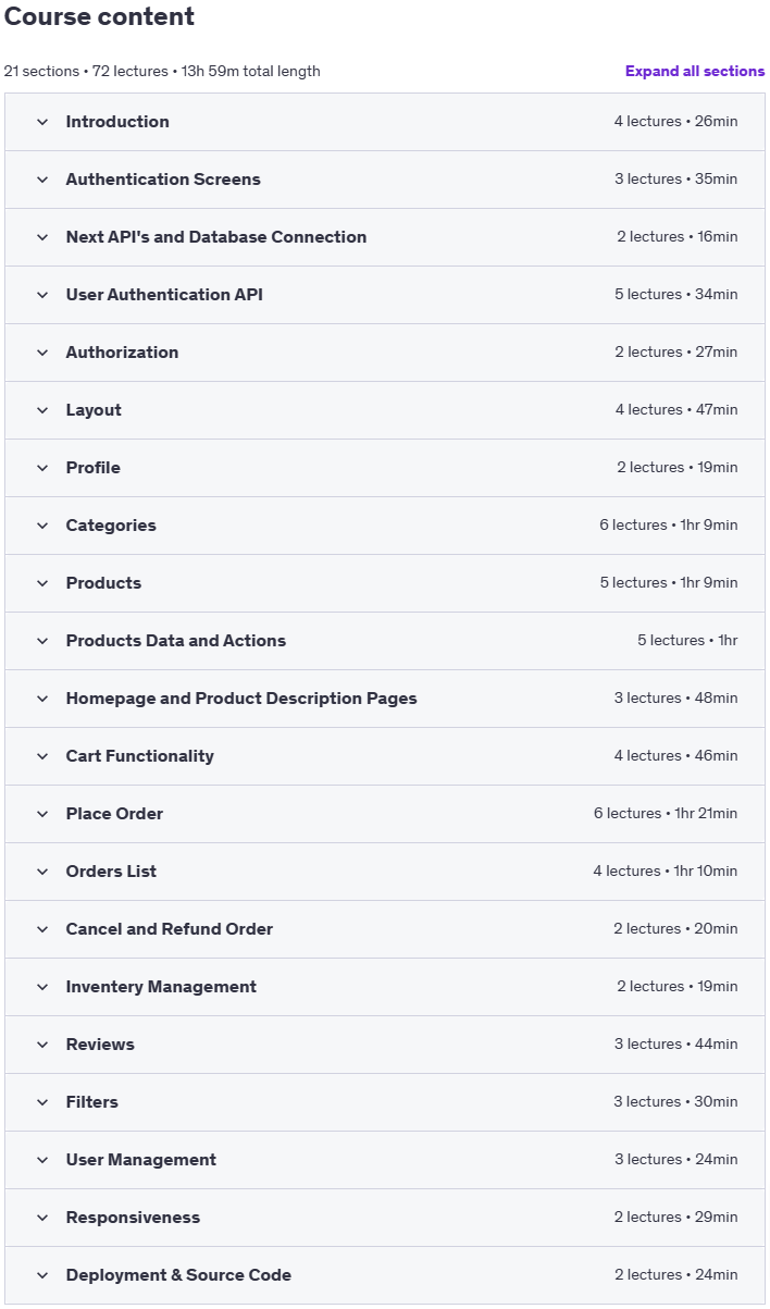 Course topics · Next.js 13 Ecommerce App from Scratch 2023-9