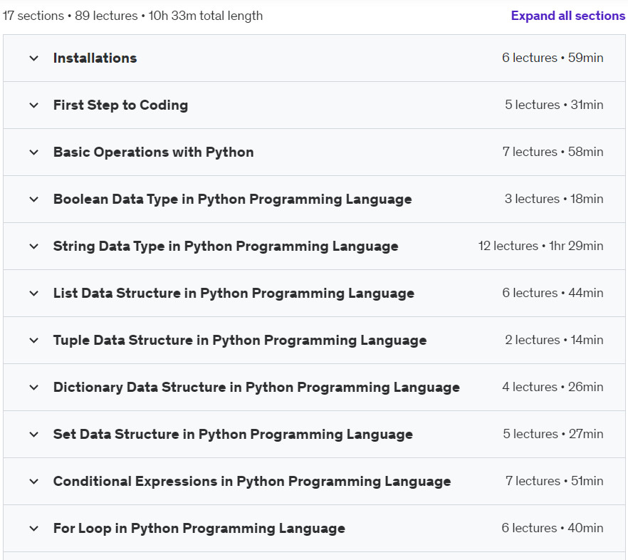 Course topics · Python | Python Programming Language Fundamentals Course 2024-8