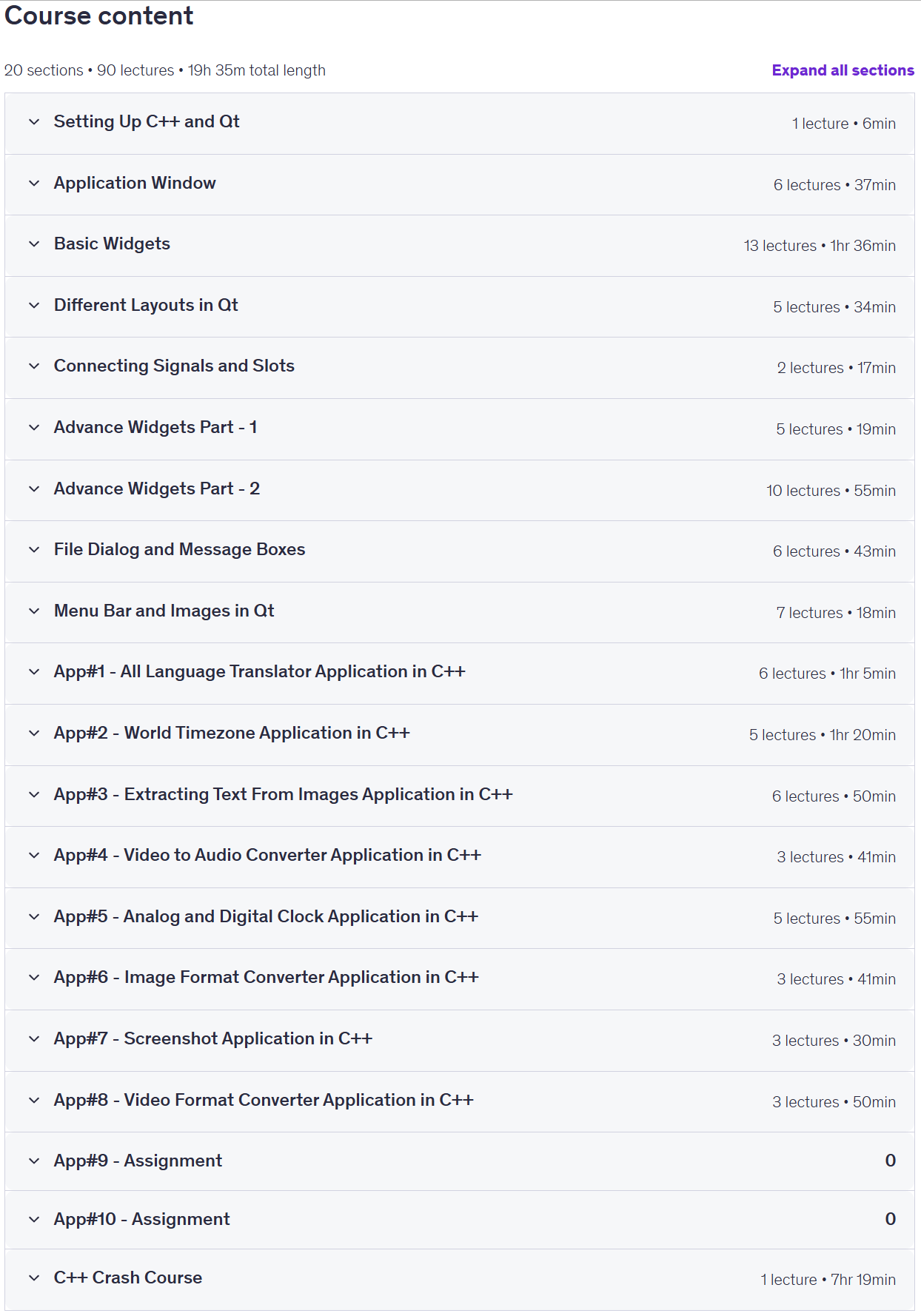 Course topics · Qt 6 C++ App Development Masterclass: Build 10 Pro Apps 2026-9