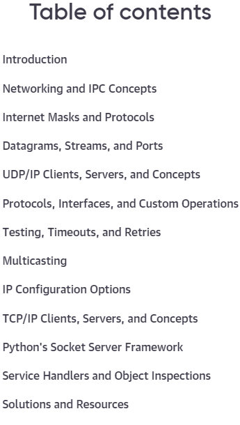 Course topics · Oreilly — TCP/IP and UDP/IP for Python 3: Using Python’s Internet Protocols 2023-4