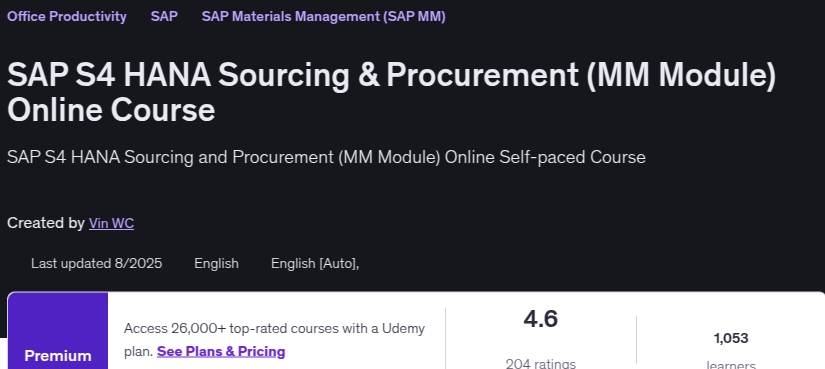 이미지 · SAP S4 HANA 소스링 & 구매 (MM 모듈) 온라인 코스 2025-8