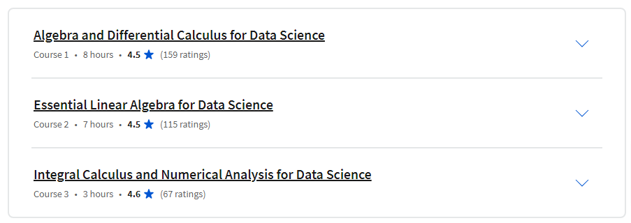 Course topics · Coursera — Expressway to Data Science: Essential Math Specialization 2023-11