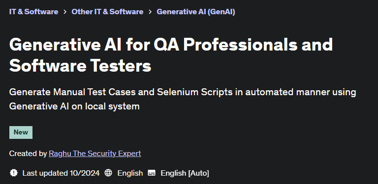 Pictures · Generative AI for QA Professionals and Software Testers 2024-9