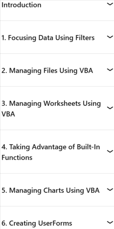 Course topics · LinkedIn — Excel VBA: Managing Files and Data 2020-10