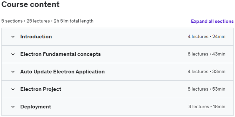 Course topics · Udemy — Electron JS Complete Guide With Projects 2022-9