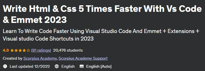 Pictures · Udemy — Write Html & Css 5 Times Faster With Vs Code & Emmet 2023 2022-12