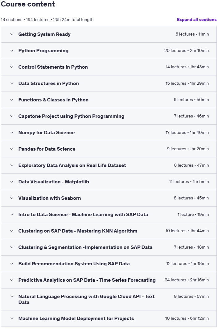 Course topics · SAP Data Science & ML for SAP Consultants 2025-1