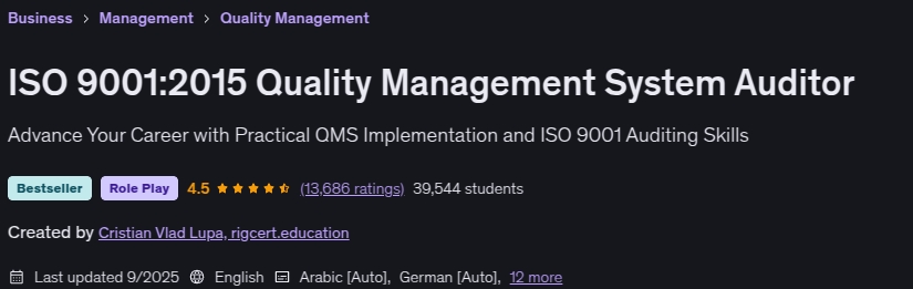 Images · ISO 9001:2015 Auditeur du système de gestion de la qualité 2025-9