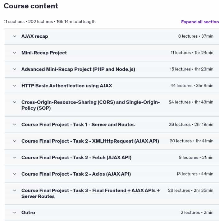 Course topics · Udemy — AJAX Expert Course (Next Level) 2025 2025-4