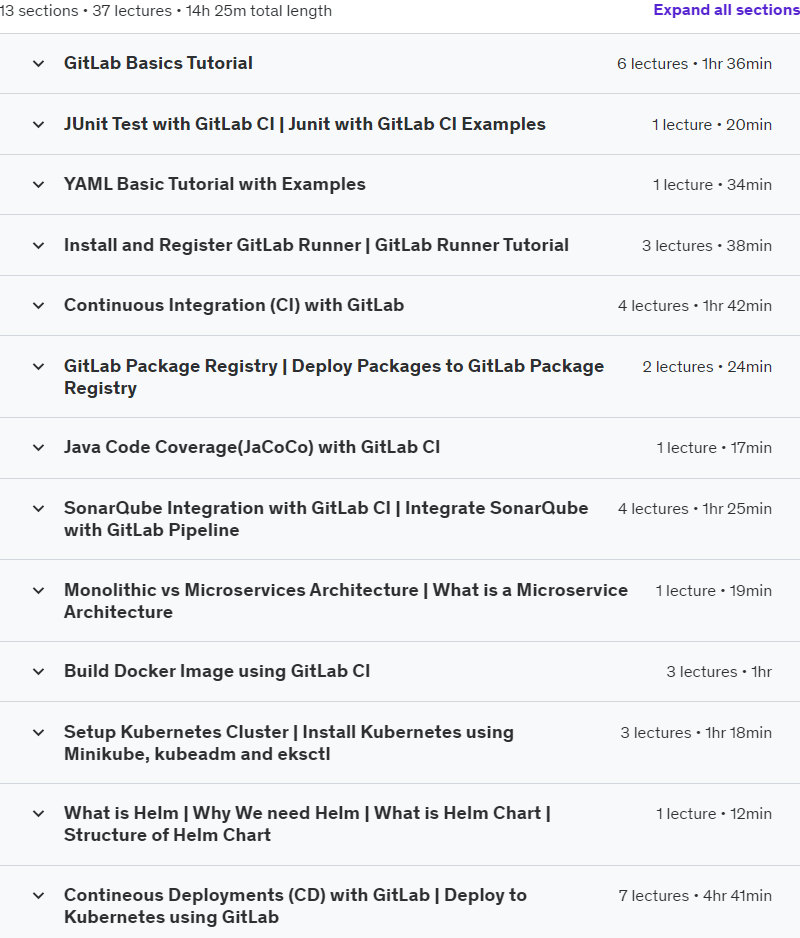 Course topics · Udemy — GitLab CI CD Pipeline Hands On for DevOps | GitLab Tutorial 2023-9