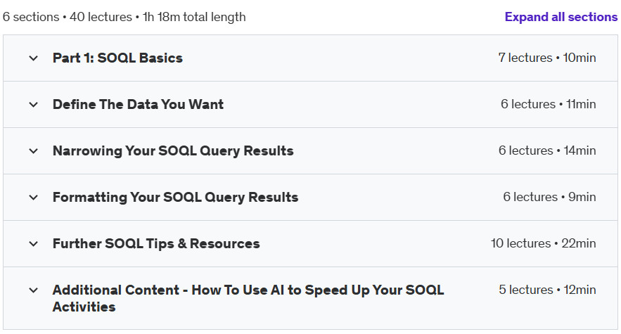 Course topics · Learn SOQL In 60 Minutes 2024-9