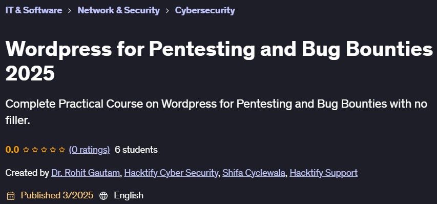 Pictures · Udemy — WordPress for Pentesting and Bug Bounties 2025 2025-3
