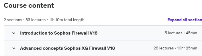 Course topics · Udemy — Sophos XG Firewall for Beginners-Part 2/2 2022-3