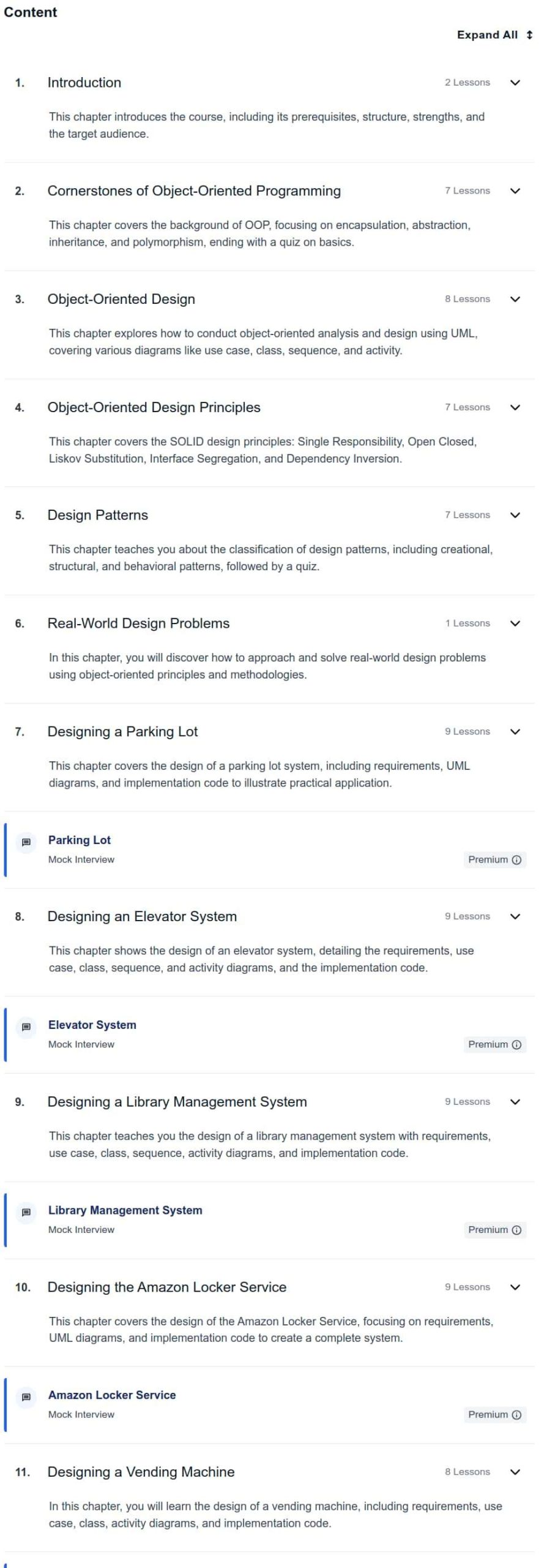 Course topics · Grokking the Low Level Design Interview Using OOD Principles 2024-3