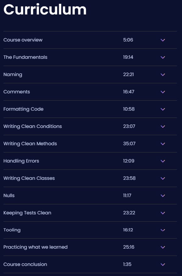 Course topics · Dometrain — From Zero to Hero: Writing Clean Code with C# 2024-6