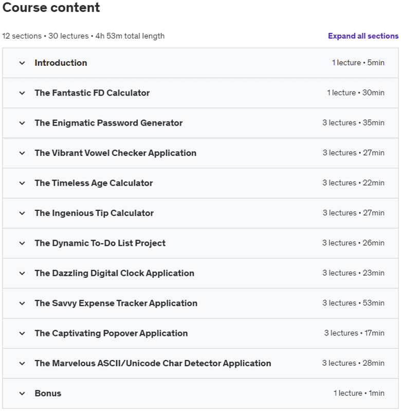 Course topics · Udemy — Mastering JavaScript by Building 10 Projects from Scratch 2023-6