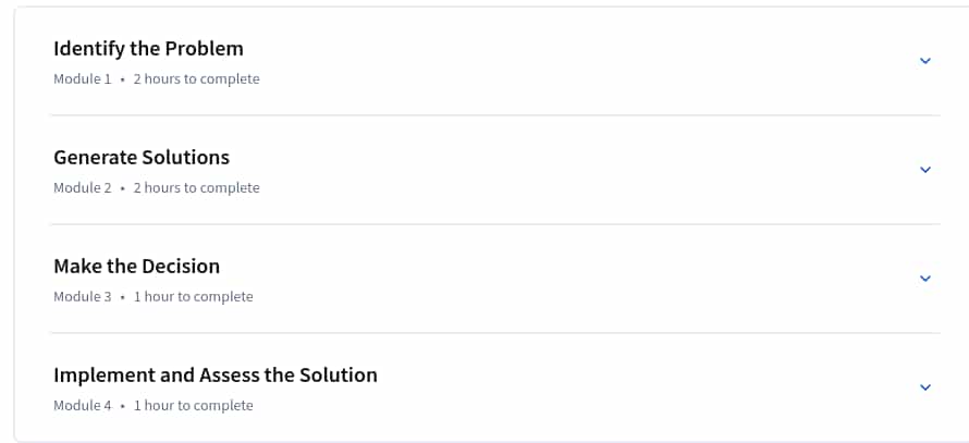 Course topics · Coursera — Effective Problem-Solving and Decision-Making 2025-1