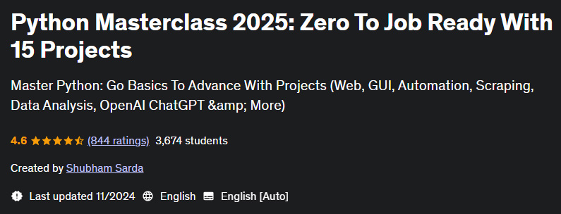 Pictures · Python Masterclass 2025: Zero To Job Ready With 15 Projects 2024-11