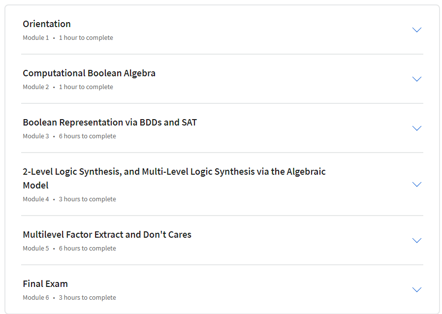 Course topics · Coursera — VLSI CAD Part I: Logic 2023-9