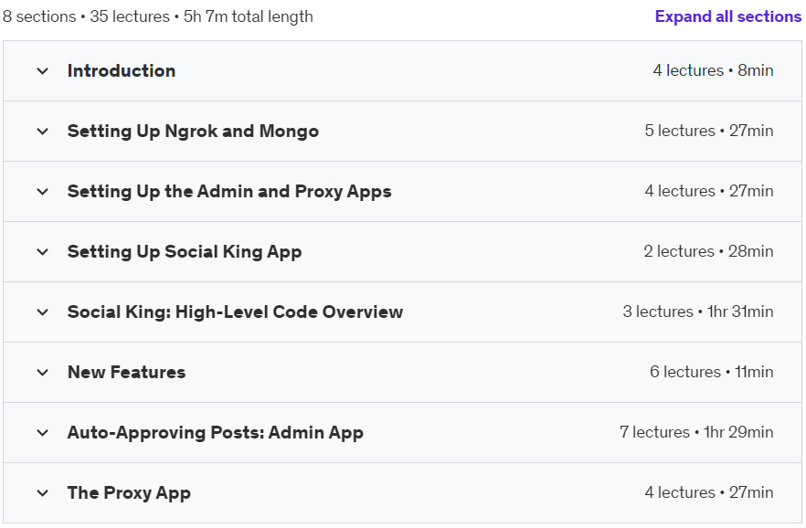 Course topics · Build a Full-Stack Shopify App with NodeJS, React & MongoDB 2022-2