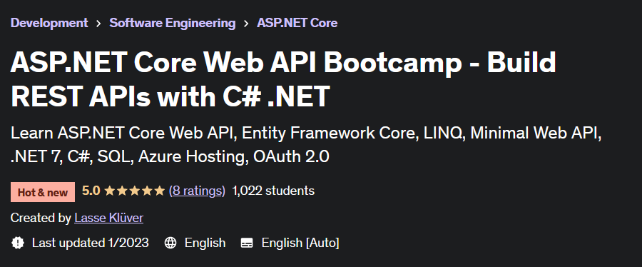 Pictures · Udemy — ASP.NET Core Web API Bootcamp – Build REST APIs with C# .NET 2023-1