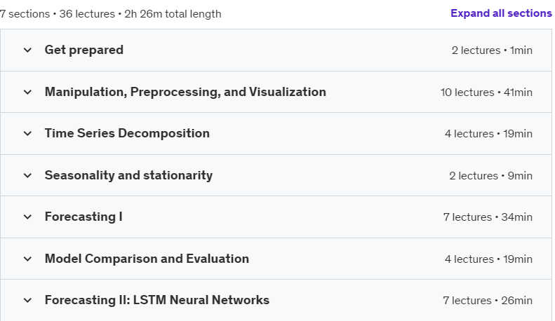 Course topics · Practical Python for Time Series Analysis & Modelling 2024-8