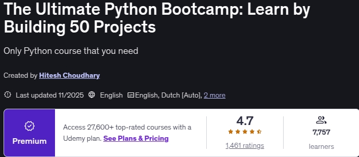 Images · Le Ultimat Python Bootcamp : Apprendre par la construction 50 Projets 2025-11