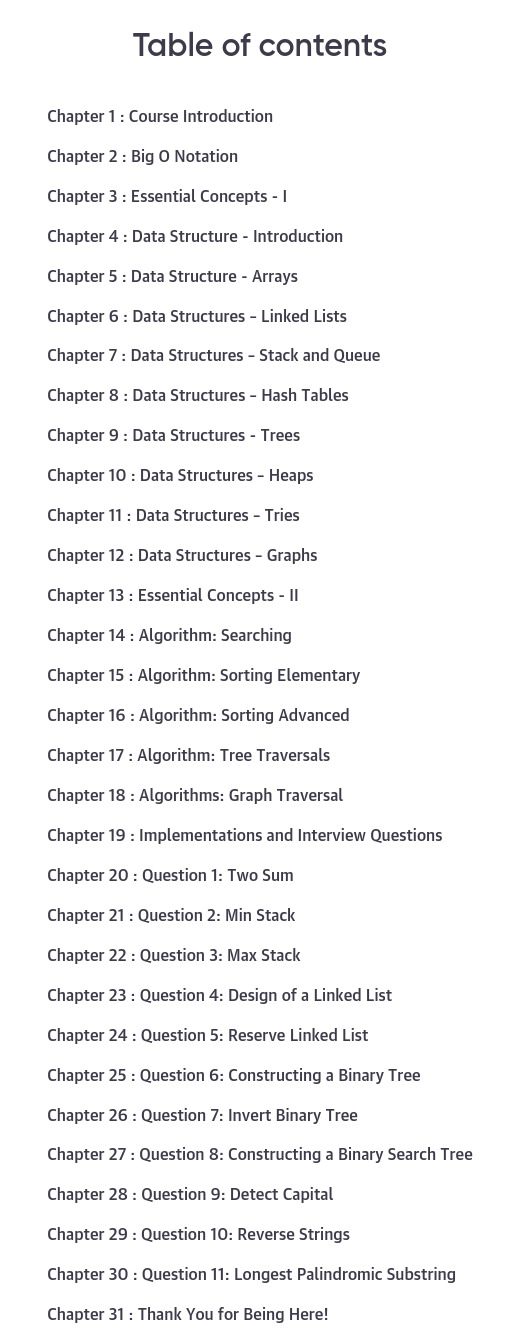 Course topics · Oreilly — Data Structures and Algorithms: The Complete Masterclass 2021-1