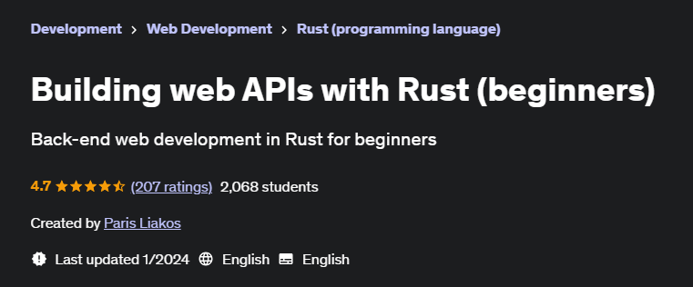 Pictures · Udemy — Building web APIs with Rust (beginners) 2024-1
