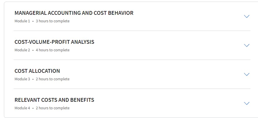 Course topics · Coursera — Managerial Accounting Fundamentals 2024-3