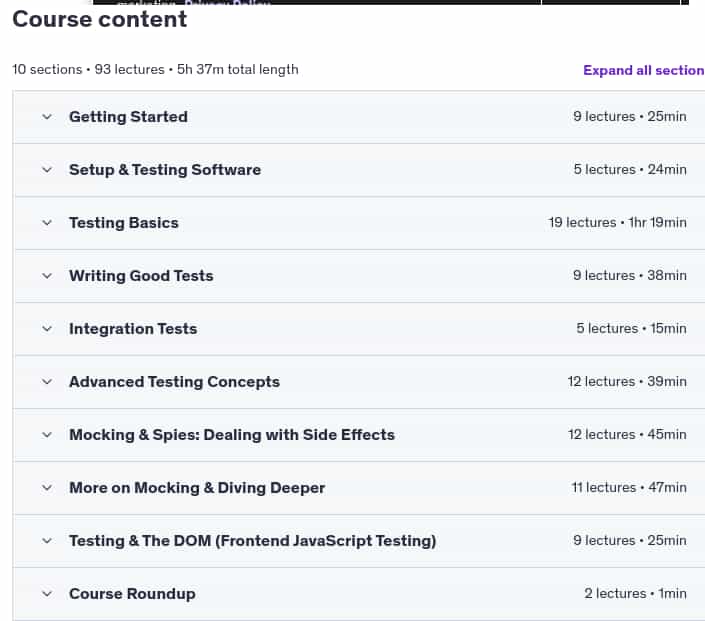 Course topics · JavaScript Unit Testing – The Practical Guide 2025-4