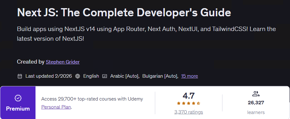 Pictures · Next JS: The Complete Developer’s Guide 2026-2