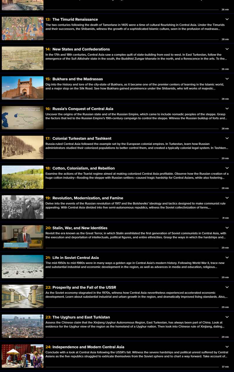 Sujets du cours · Les Grandes Courses Plus – Croisières de la Civilisation : Une Histoire de l’Asie Centrale 2025-1