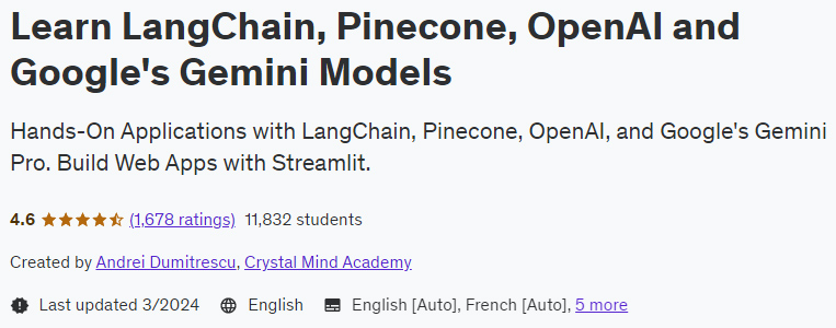 Pictures · Learn LangChain, Pinecone, OpenAI and Google’s Gemini Models 2024-3