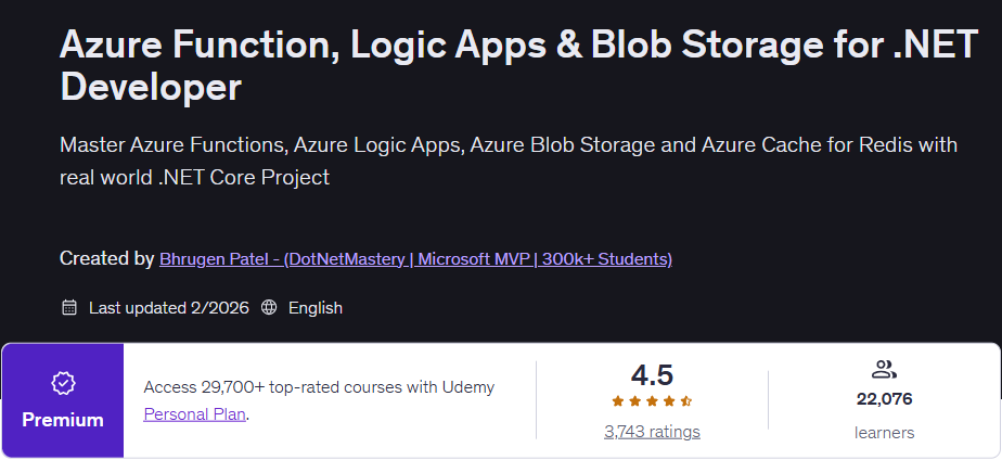 Pictures · Azure Function, Logic Apps & Blob Storage for .NET Developer 2026-2