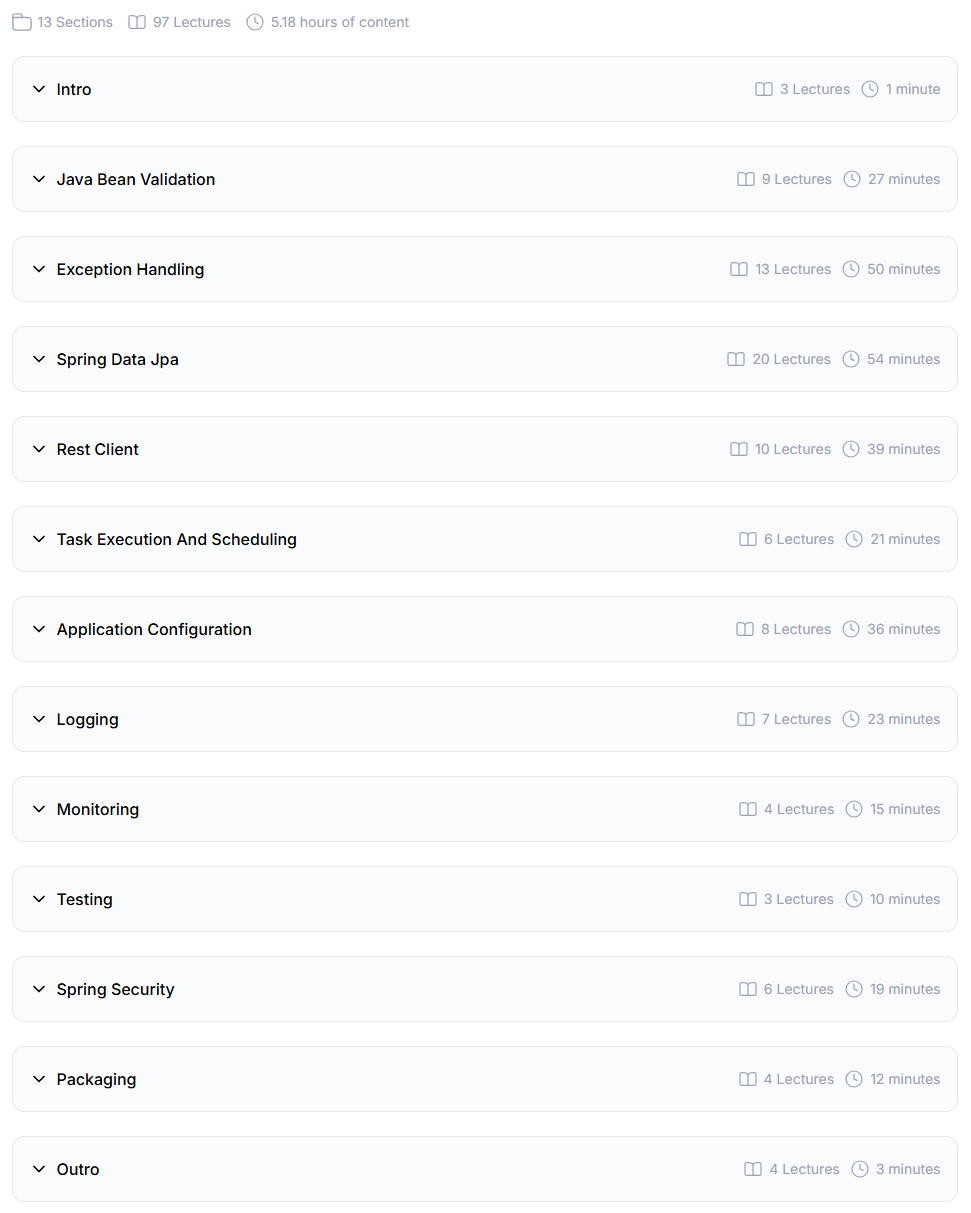 Course topics · AmigosCode — Advanced Spring Boot 2025-8
