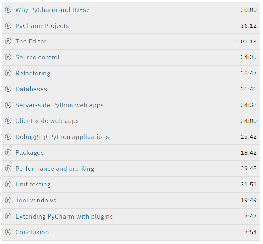 Course topics · Talk Python – Effective PyCharm Course 2021-9