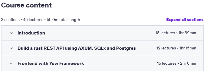 Sujets du cours · Apprendre la programmation Full Stack Rust en utilisant AXUM, Yew et SQLx 2023-2