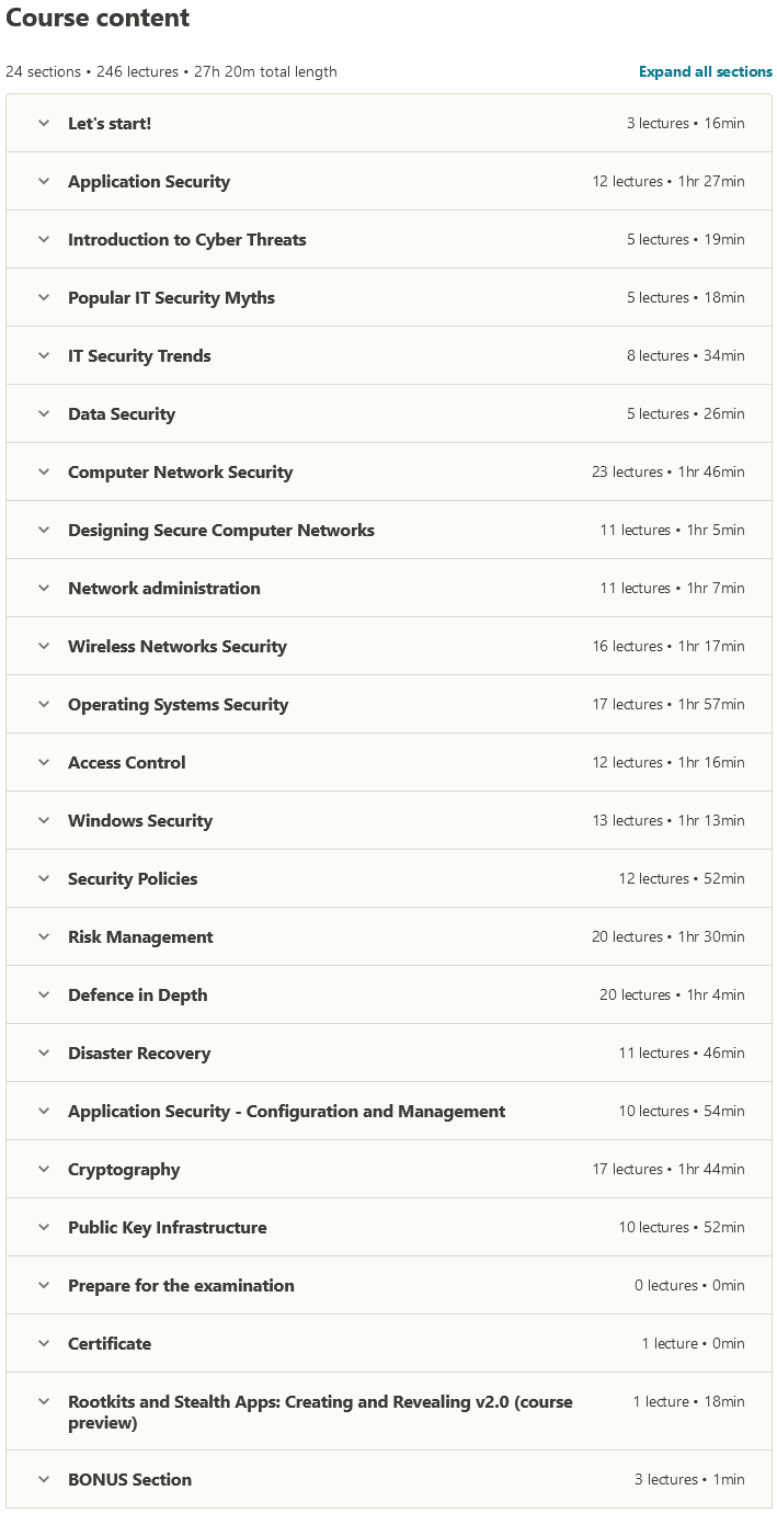 Course topics · Udemy — Hacking in Practice: Intensive Ethical Hacking MEGA Course 2020-10/2021-3