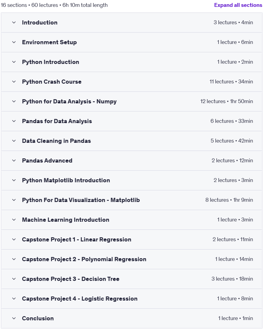 Course topics · Data Science & Machine Learning Bootcamp 2025–Zero to Hero 2025-6