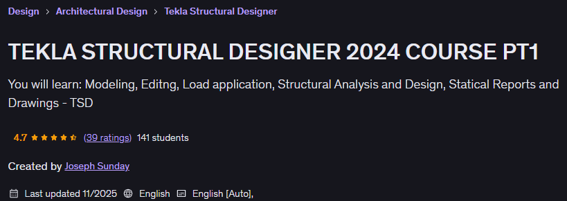 Bilder · TEKLA Strukturdesigner 2024 Kurs PT1 2025-11