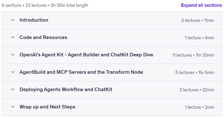 موضوعات الدورة · OpenAI كلمات متعلقة بـ Agent Builder & ChatKit: Build & Deploy AI تدفقات العمل 2025-8