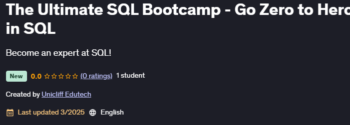 이미지 · 최종의 SQL Bootcamp - Go Zero to Hero에 대한 리뷰 보기 SQL 2025-3