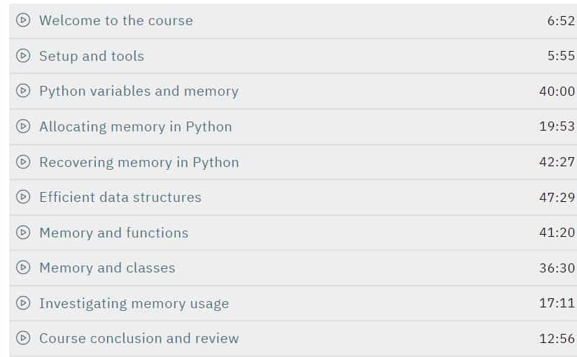 Course topics · Talk Python — Python Memory Management and Tips 2021-6
